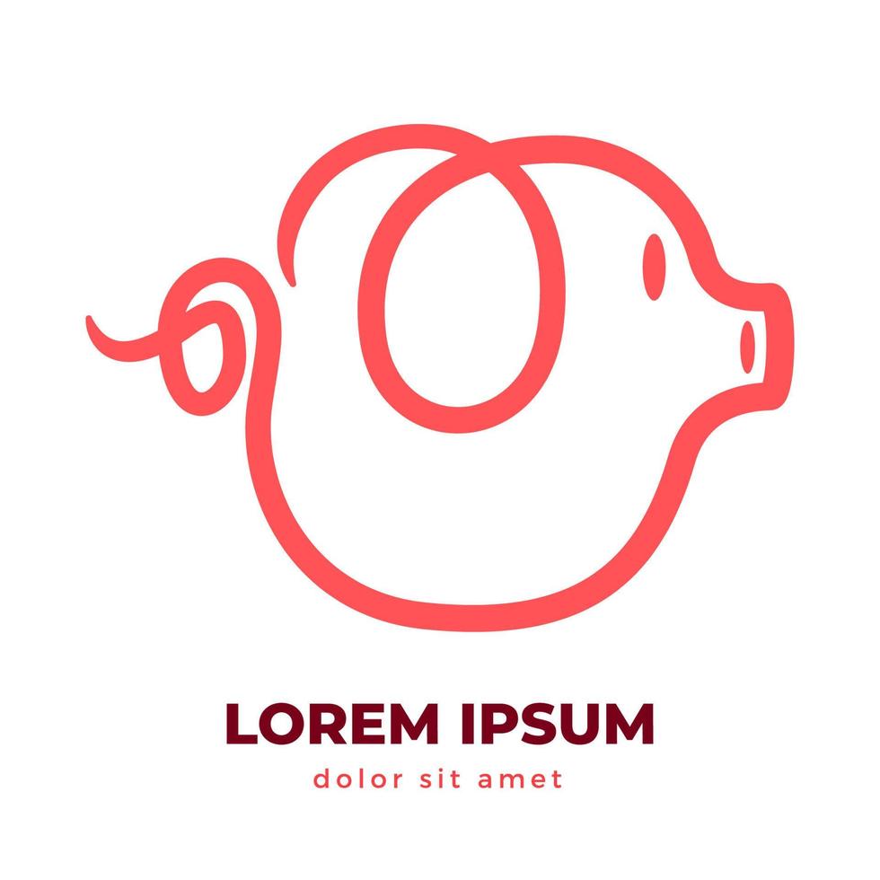 niedliche rosa schwein-logo-symbollinie vektor