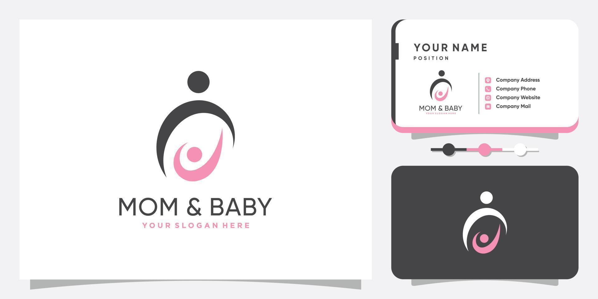 Mama- und Baby-Logo mit kreativem Premium-Vektor im einzigartigen Stil vektor