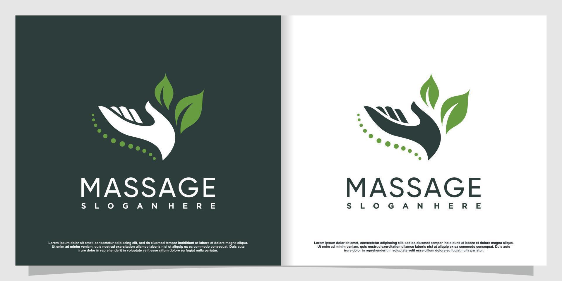 massage logotyp design med kreativa koncept premium vektor