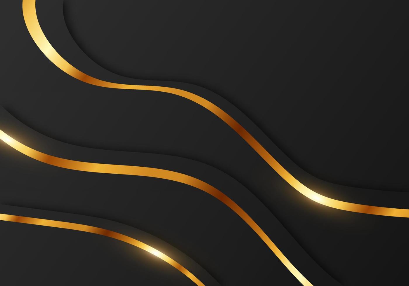 abstrakter erstklassiger glänzender Farbgoldwellenluxus auf dunklem Hintergrund mit Kopienraum vektor