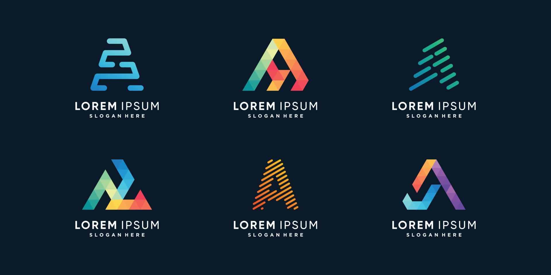 kreativ brev logotyp samling med initial en premium vektor