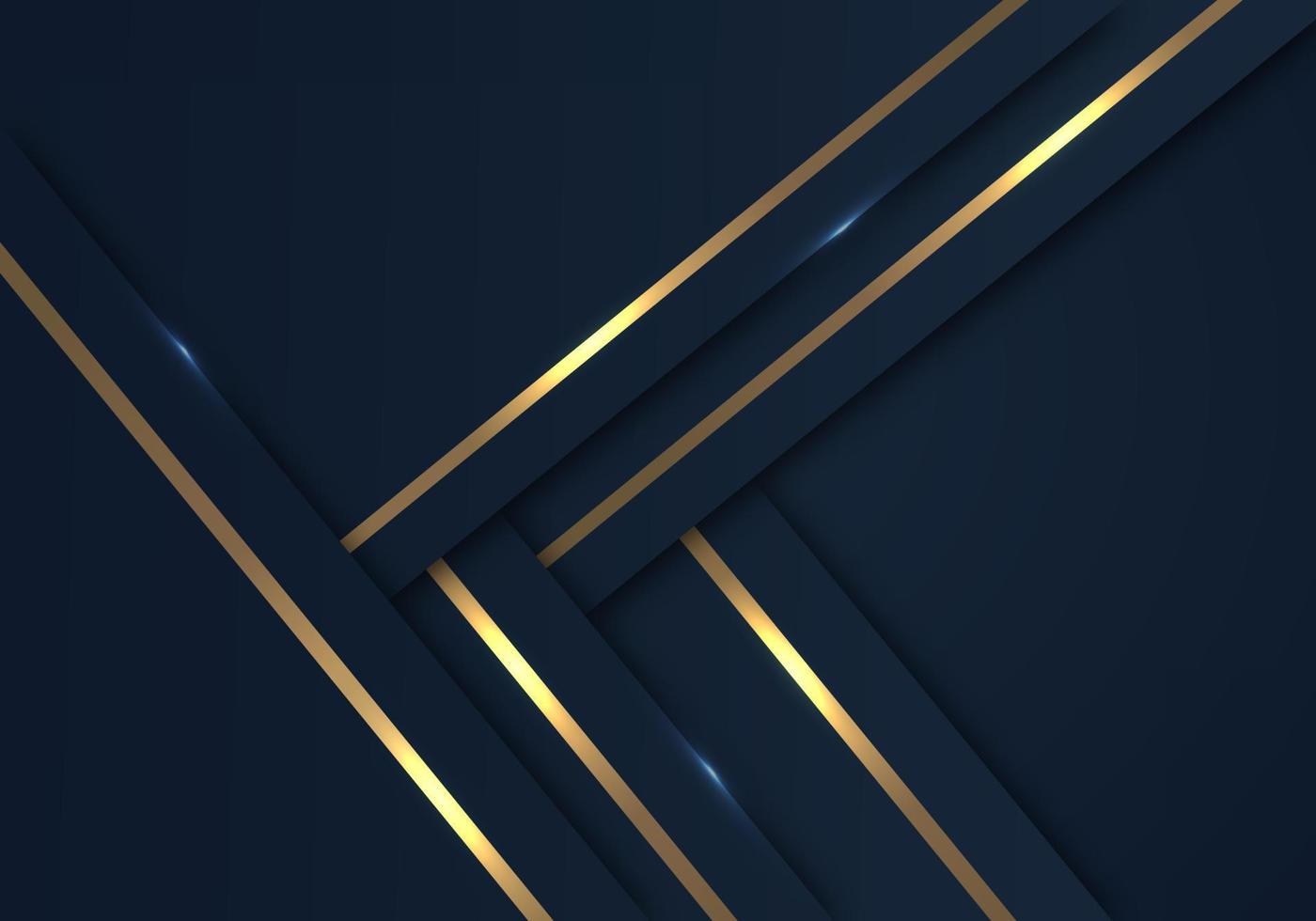 Abstrakte glänzende goldene Linien diagonal überlappen luxuriösen dunkelmarineblauen lila Hintergrund mit Kopierraum für Text vektor