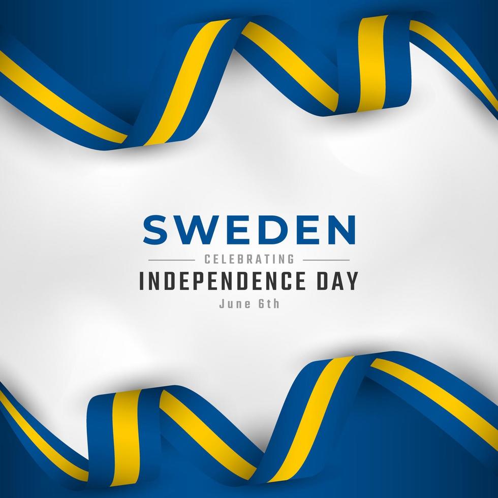 glad sveriges självständighetsdag 6 juni firande vektordesignillustration. mall för affisch, banner, reklam, gratulationskort eller print designelement vektor