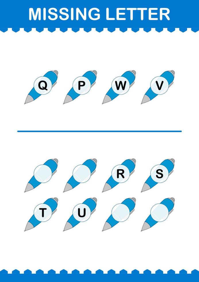 fehlender Brief mit Stift. Arbeitsblatt für Kinder vektor