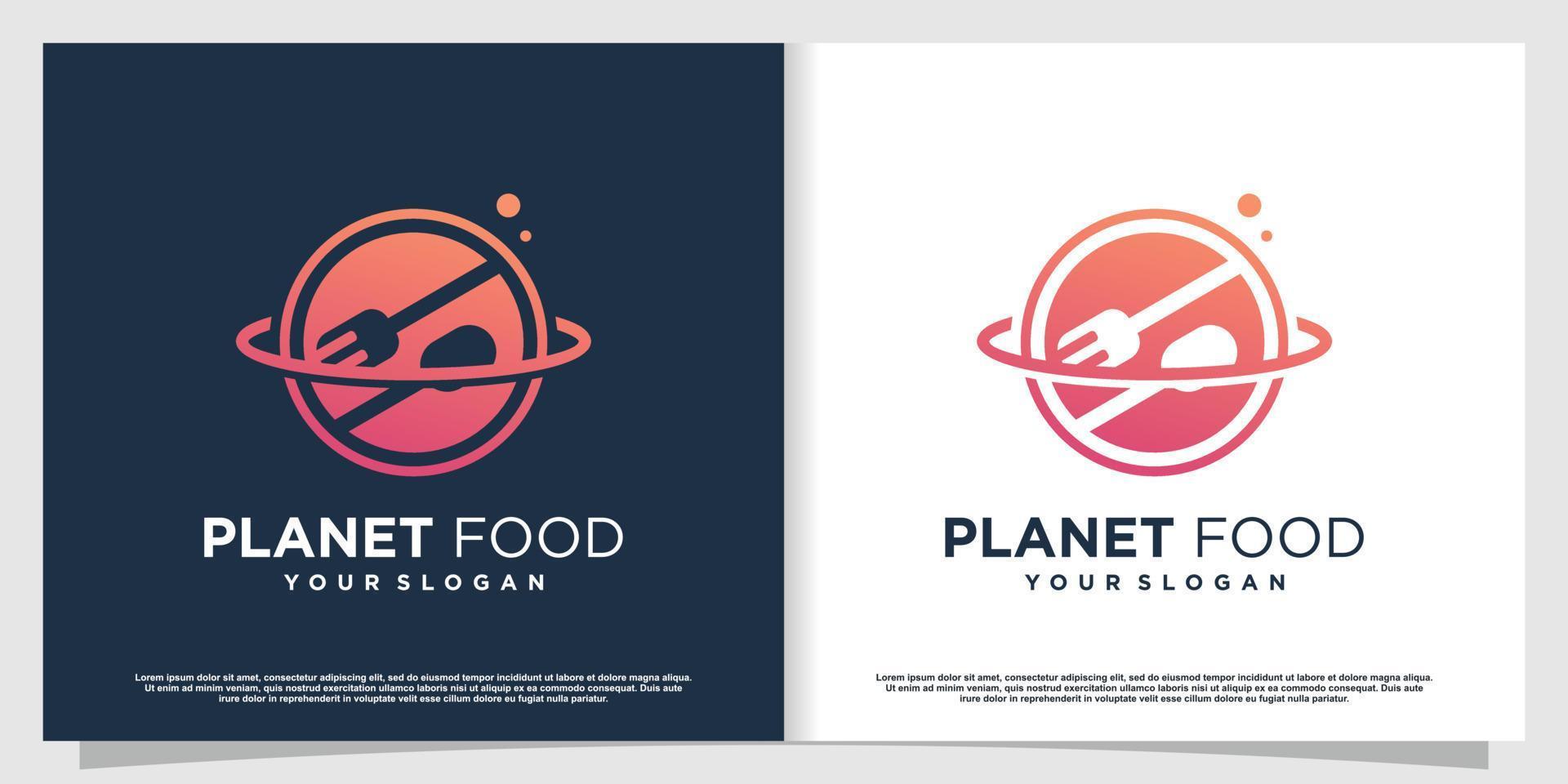 planet food logotyp med enkla och minimalistiska koncept premium vektor