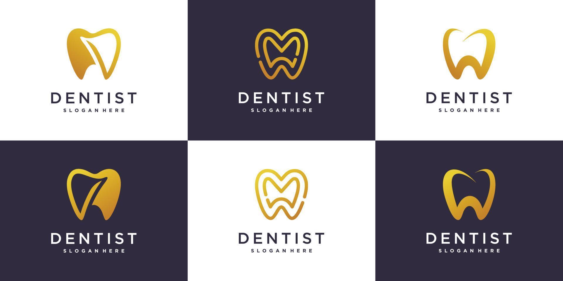 dental logotyp samling med kreativ element stil premium vektor del 1