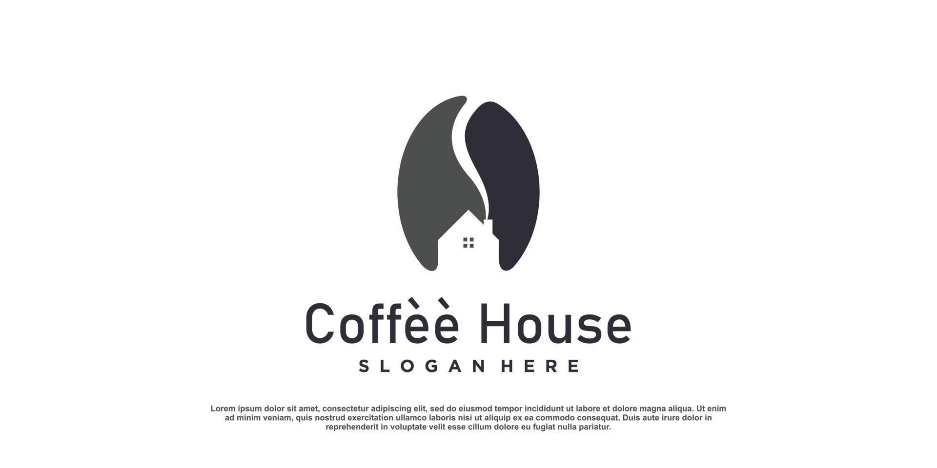 Kaffee-Logo-Design mit Haus im Premium-Vektor vektor