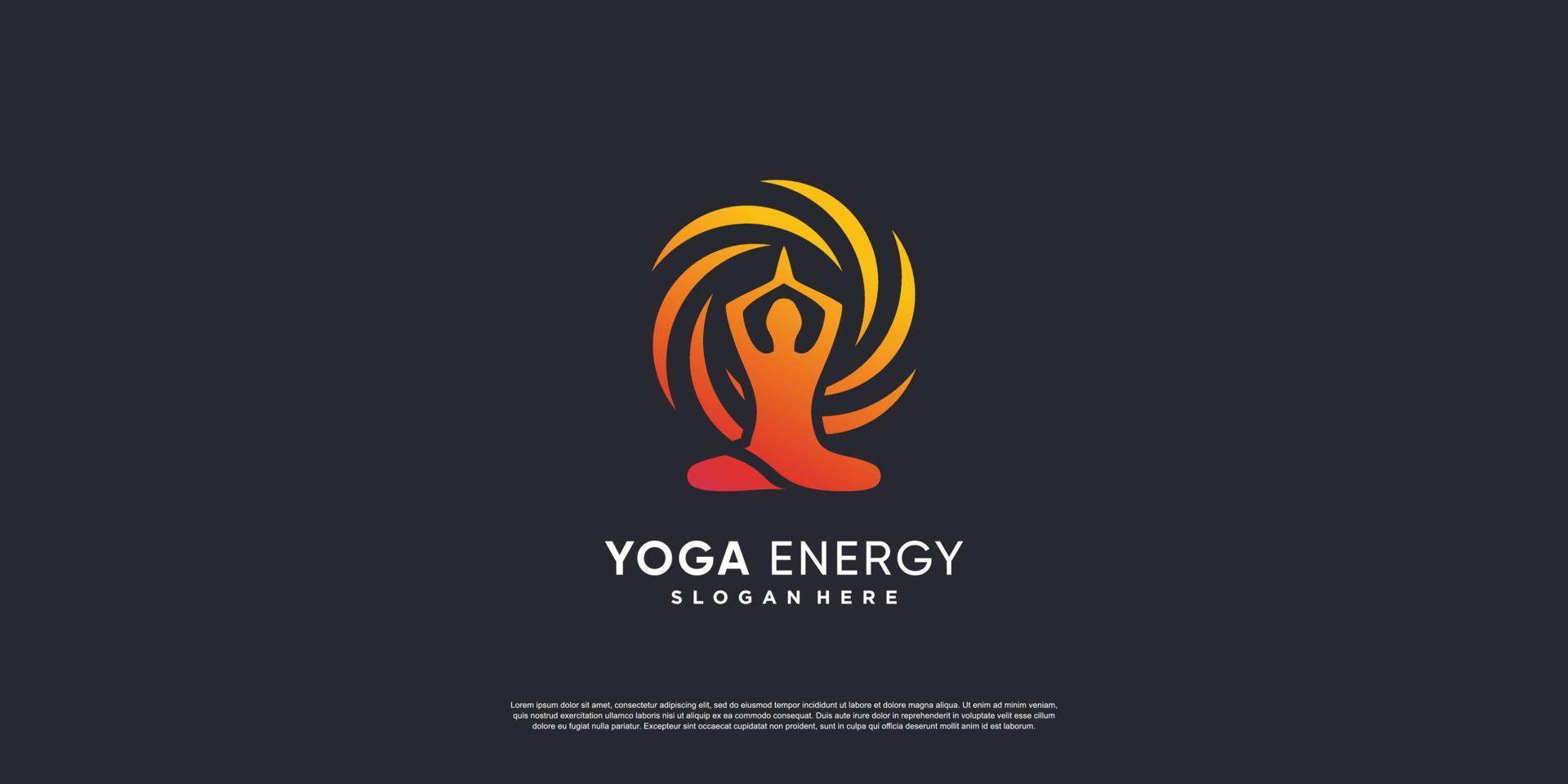 yoga logotyp med kreativ energi stil premium vektor