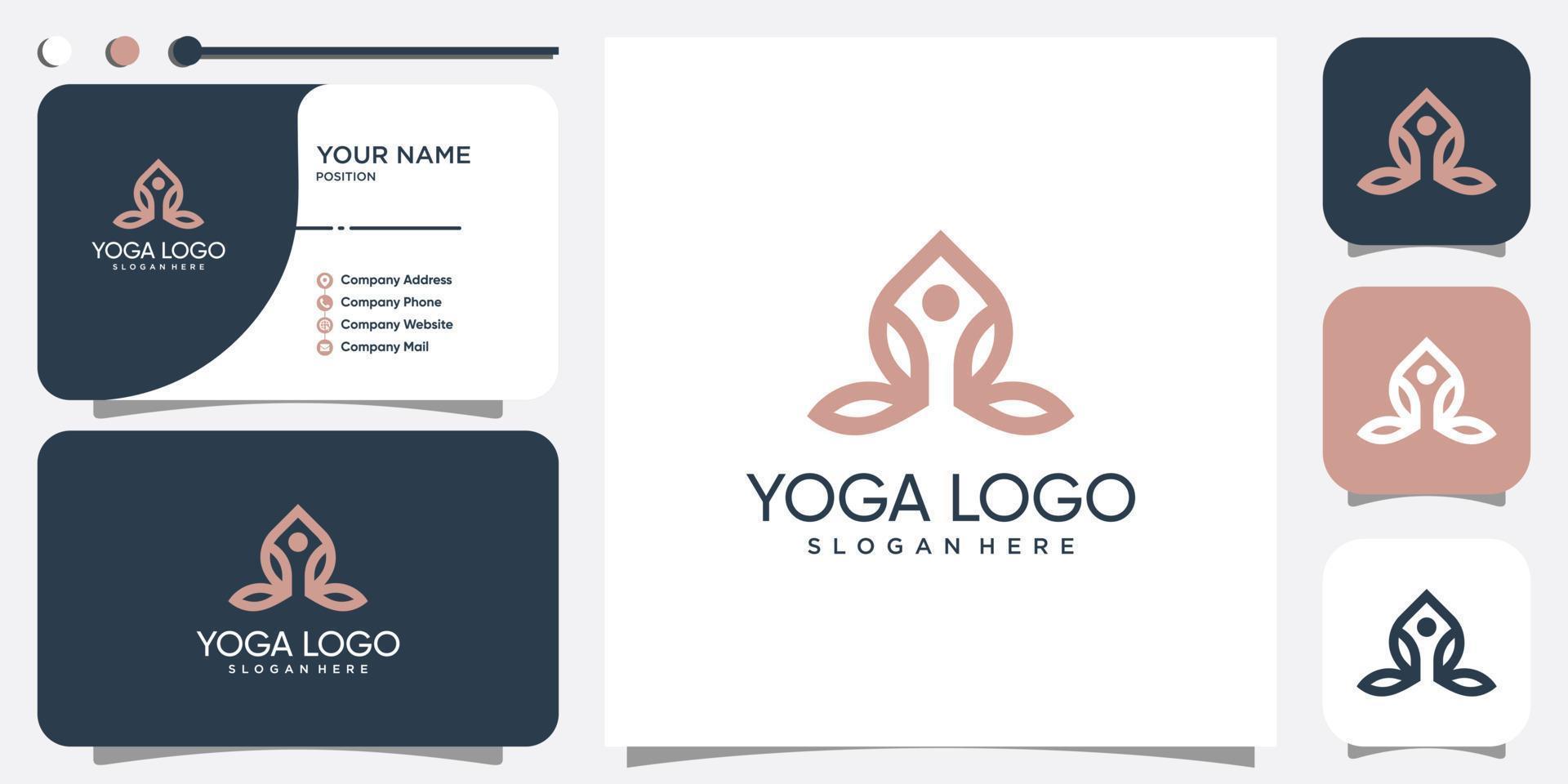 yoga logotyp abstrakt med moderna element koncept premium vektor
