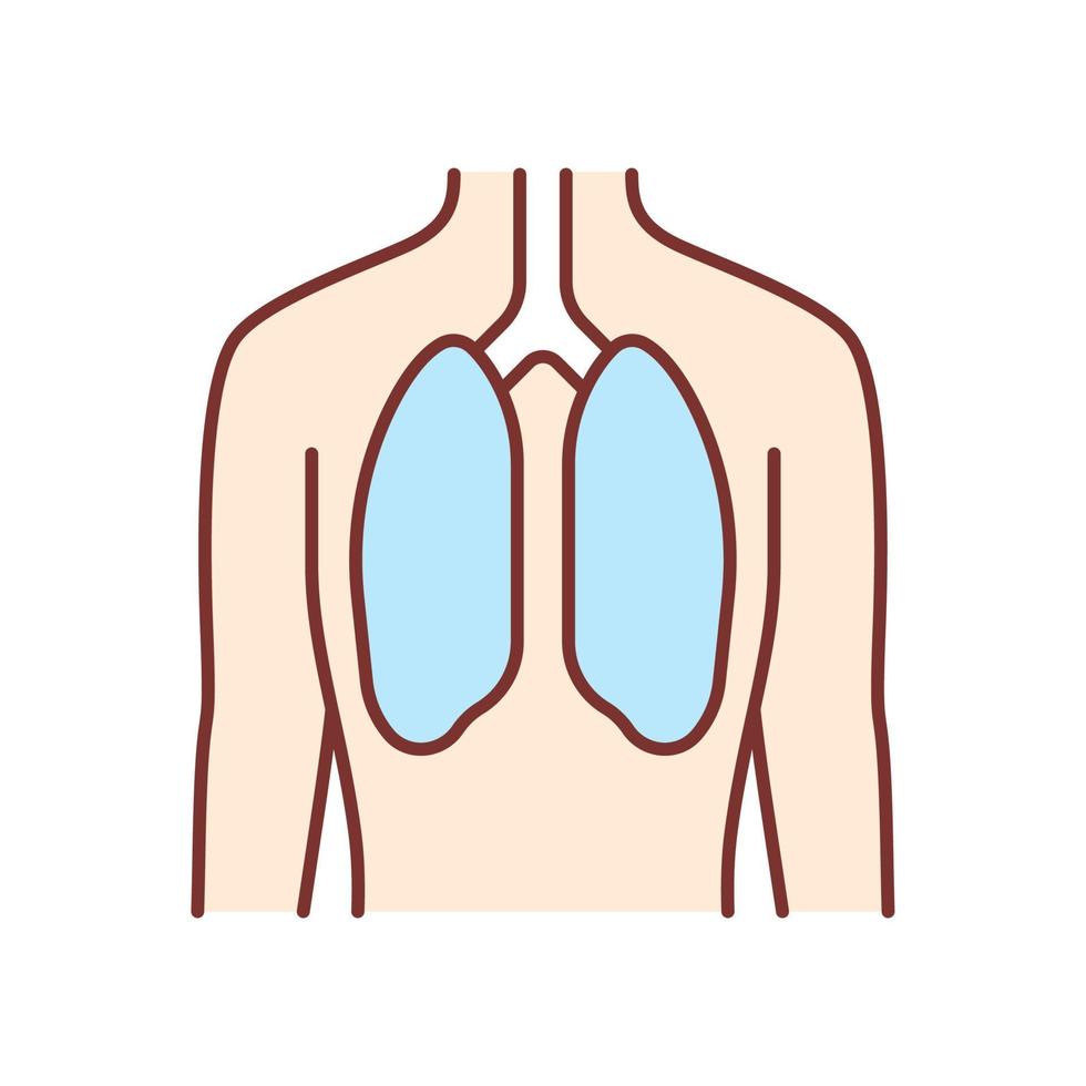 friska lungor färgikon. mänskliga organ vid god hälsa. människors välbefinnande. fungerande lungsystem. inre kroppsdel i gott skick. hälsosam andningshälsa. isolerade vektor illustration