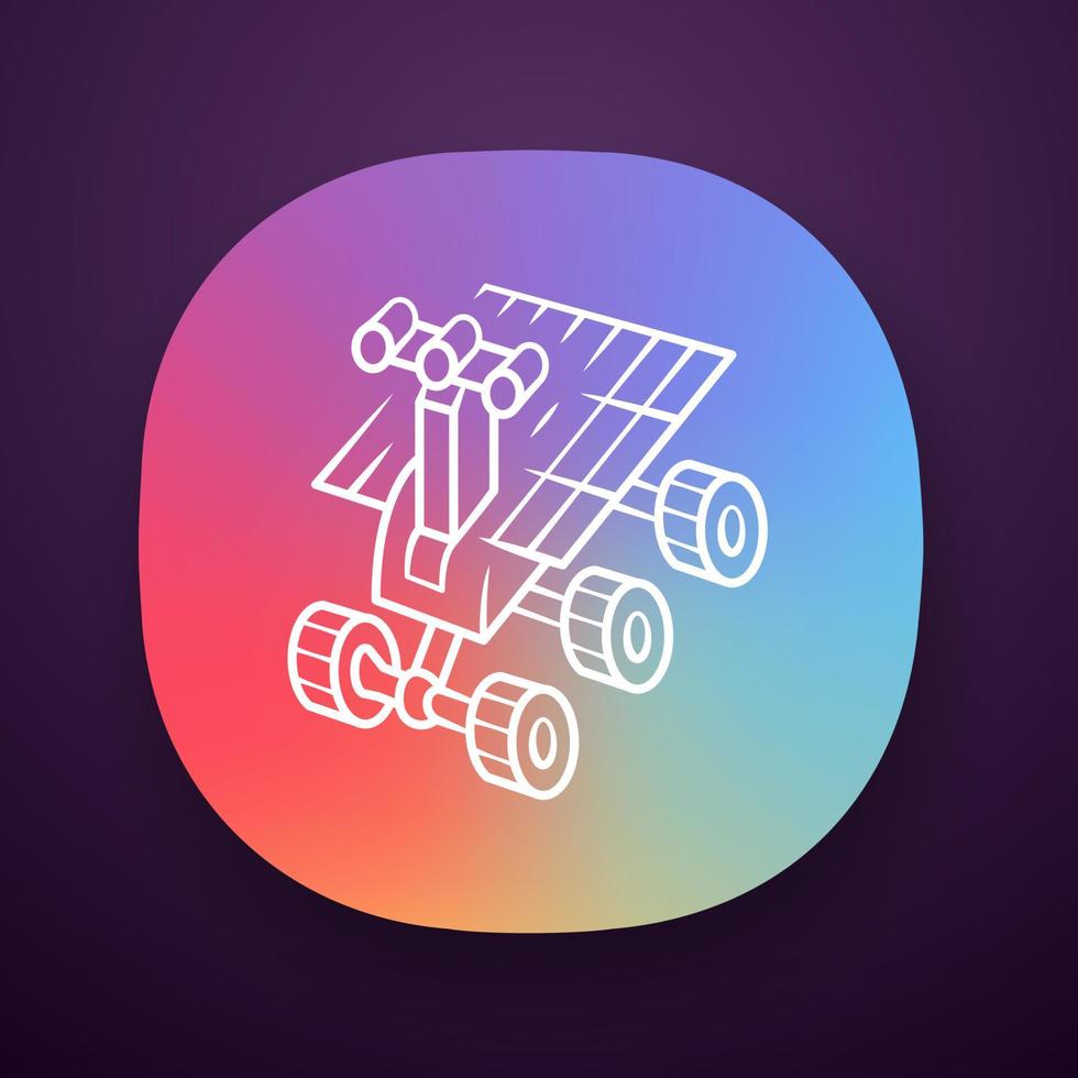 utrymme robot app ikon. moon rover. månvandrare. apparat för att studera planets yta. utforskning av rymden. ui ux användargränssnitt. webb- eller mobilapplikation. vektor isolerade illustration