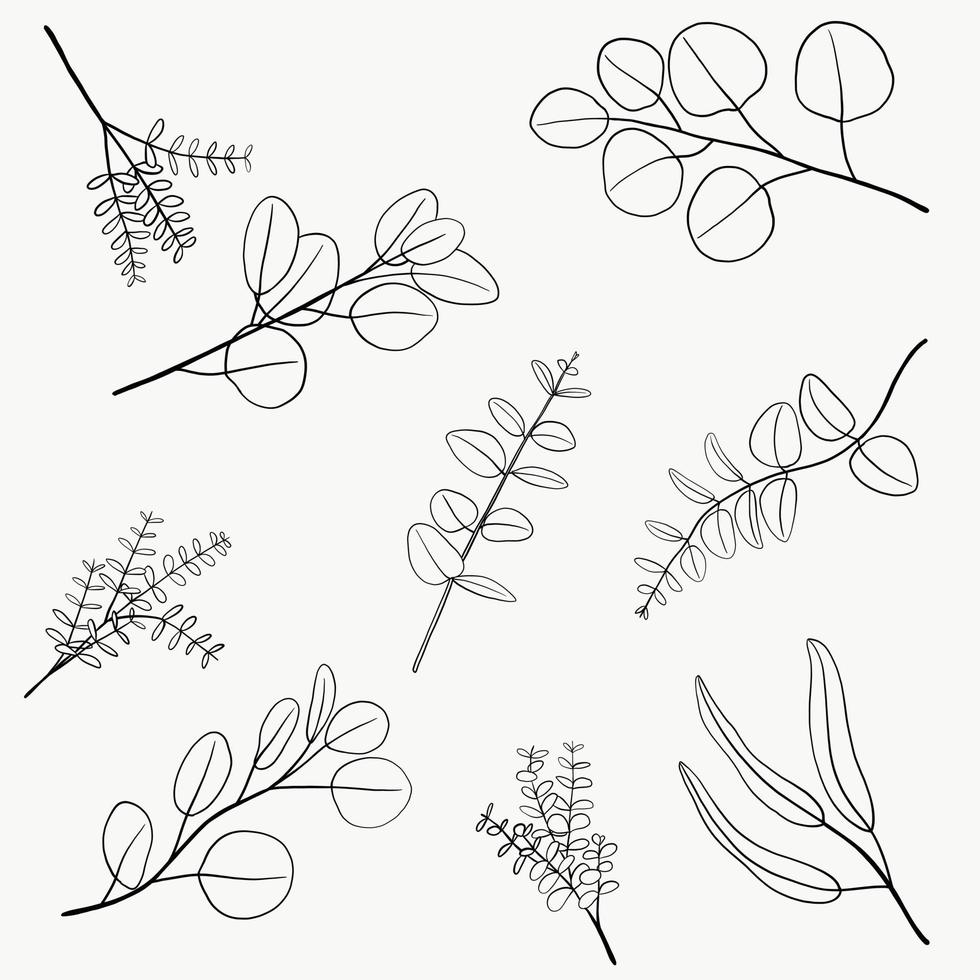 Einfachheit florale Freihand-Linienzeichnung flaches Design. vektor