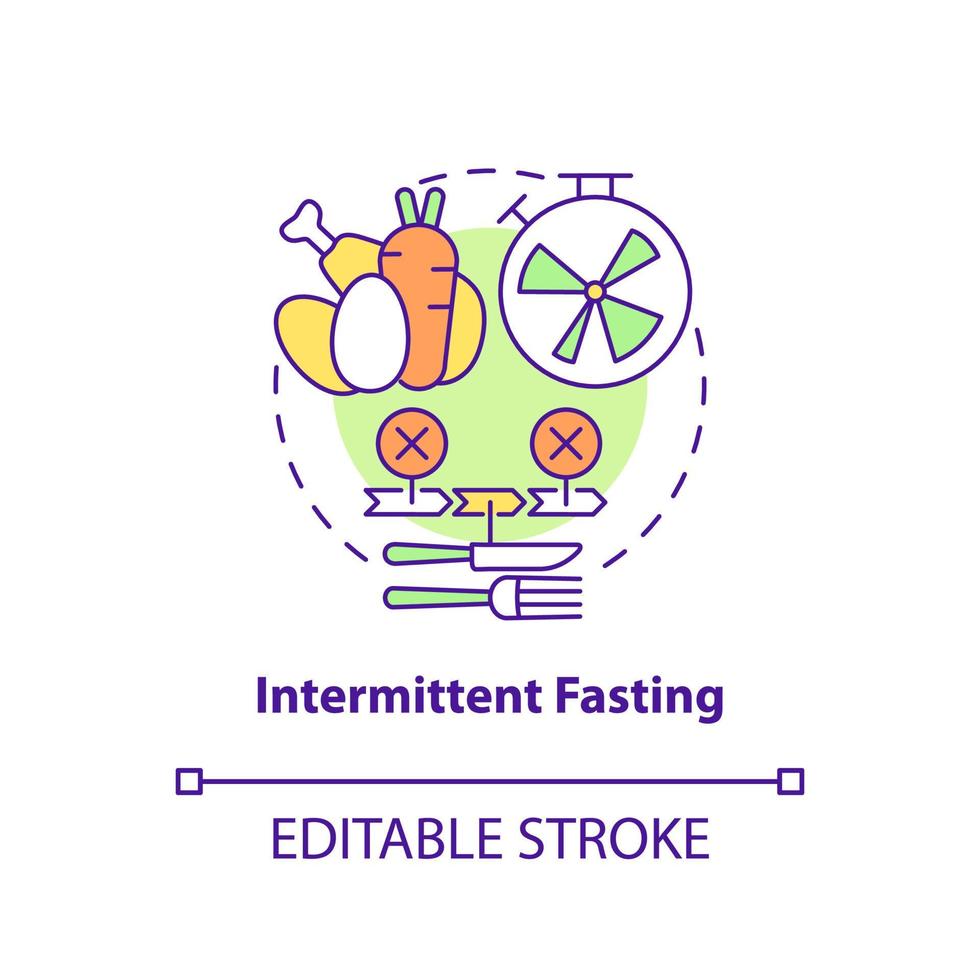 Konzeptsymbol für intermittierendes Fasten. Energiebeschränkung. trendige diäten abstrakte idee dünne linie illustration. isolierte Umrisszeichnung. editierbarer Strich. vektor
