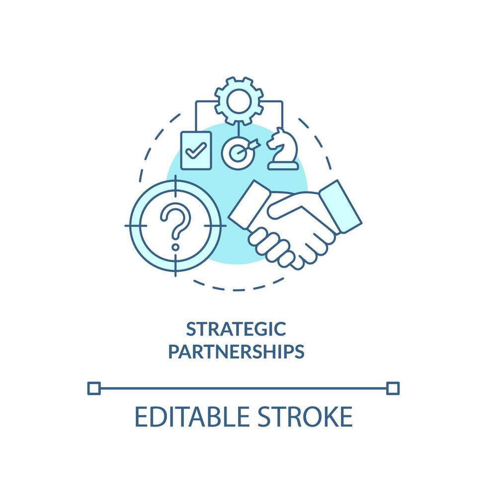 strategiska partnerskap turkos konceptikon. samarbeta tillväxt. affärsutveckling abstrakt idé tunn linje illustration. isolerade konturritning. redigerbar linje. vektor