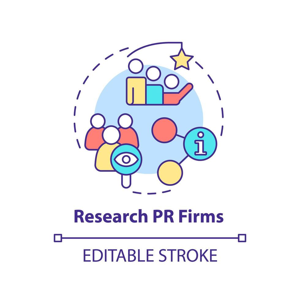 Symbol für das Konzept von Forschungs-PR-Firmen. Geschäftsförderung. Einstellungsagentur abstrakte Idee dünne Linie Illustration. isolierte Umrisszeichnung. editierbarer Strich. vektor