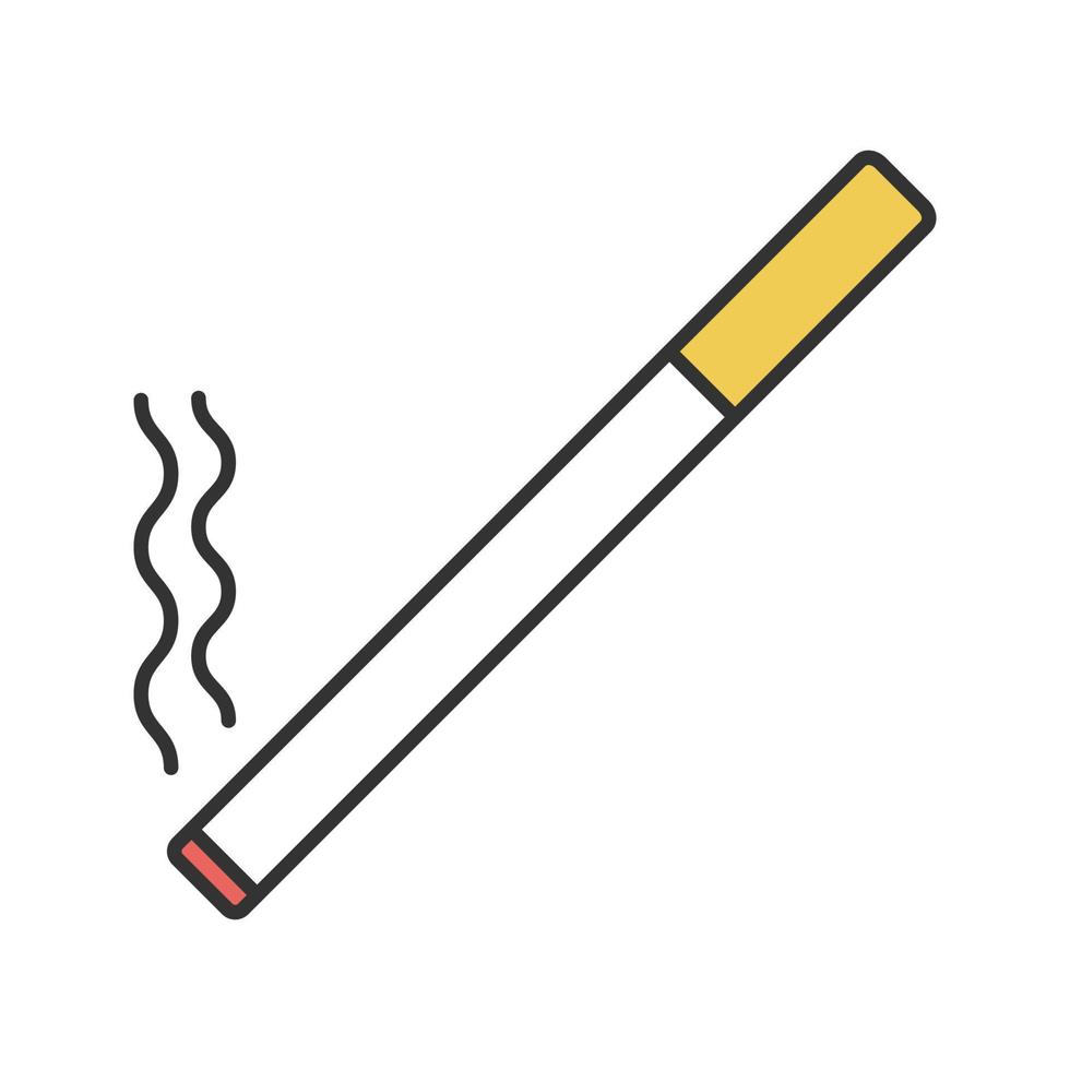 Farbsymbol für brennende Zigarette. Raucherbereich. isolierte Vektorillustration vektor