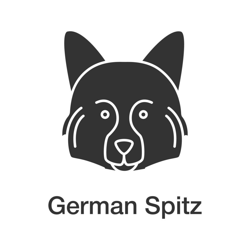 Deutsches Spitz-Glyphen-Symbol. Jagdhunderasse. Silhouettensymbol. negativer Raum. vektor isolierte illustration