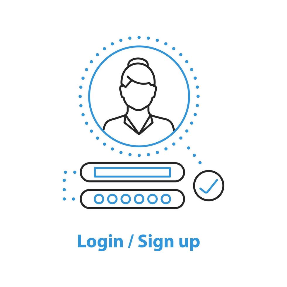 Symbol für das Konzept des Benutzerkontos. Login-Idee dünne Linie Abbildung. Genehmigung. Vektor isoliert Umrisszeichnung