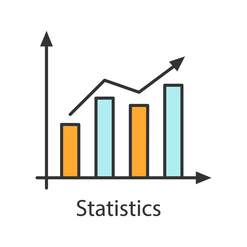 statistik färgikon. marknadstillväxtdiagram. vinsten stiger. statistikdiagram. isolerade vektor illustration