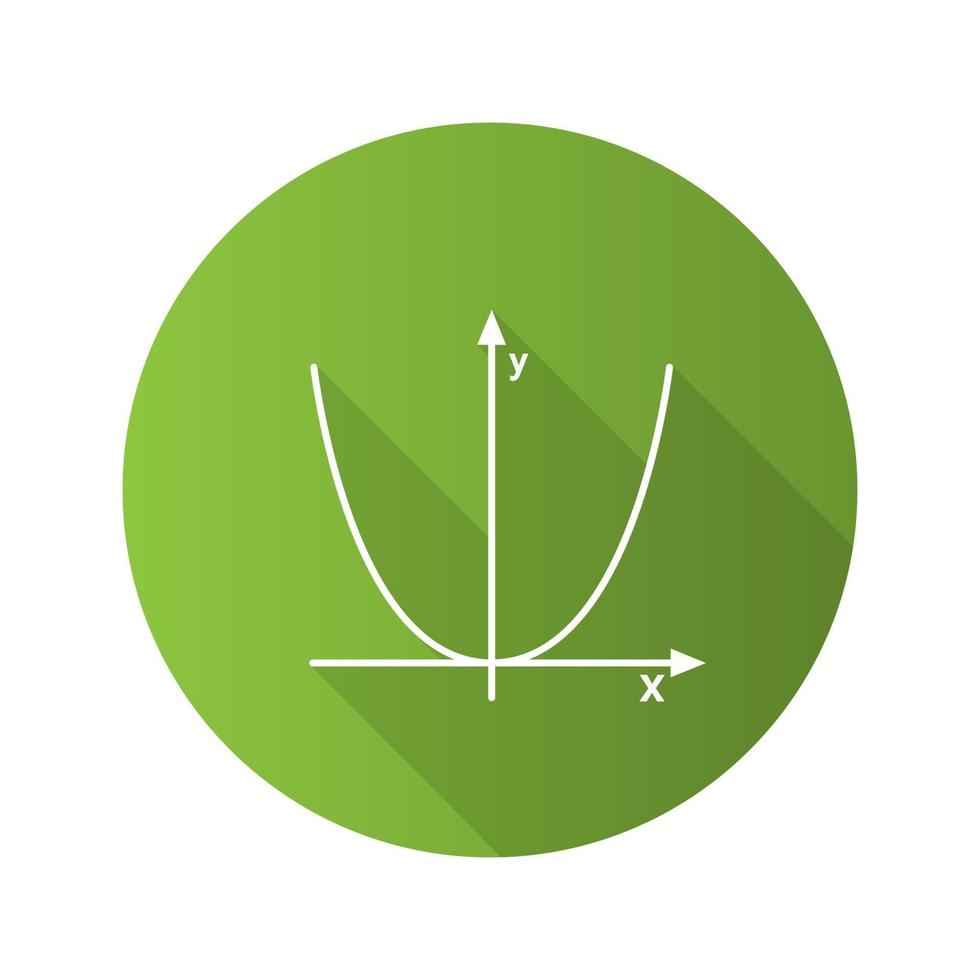 Koordinatensystem mit langem Schatten-Glyphen-Symbol im flachen Design der Parabel. Algebra. Achsensystem. Vektor-Silhouette-Illustration vektor