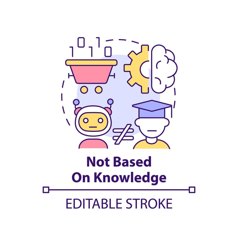 basiert nicht auf dem Symbol für das Wissenskonzept. Nachteil der abstrakten Idee des maschinellen Lernens, dünne Linie Illustration. isolierte Umrisszeichnung. editierbarer Strich. vektor