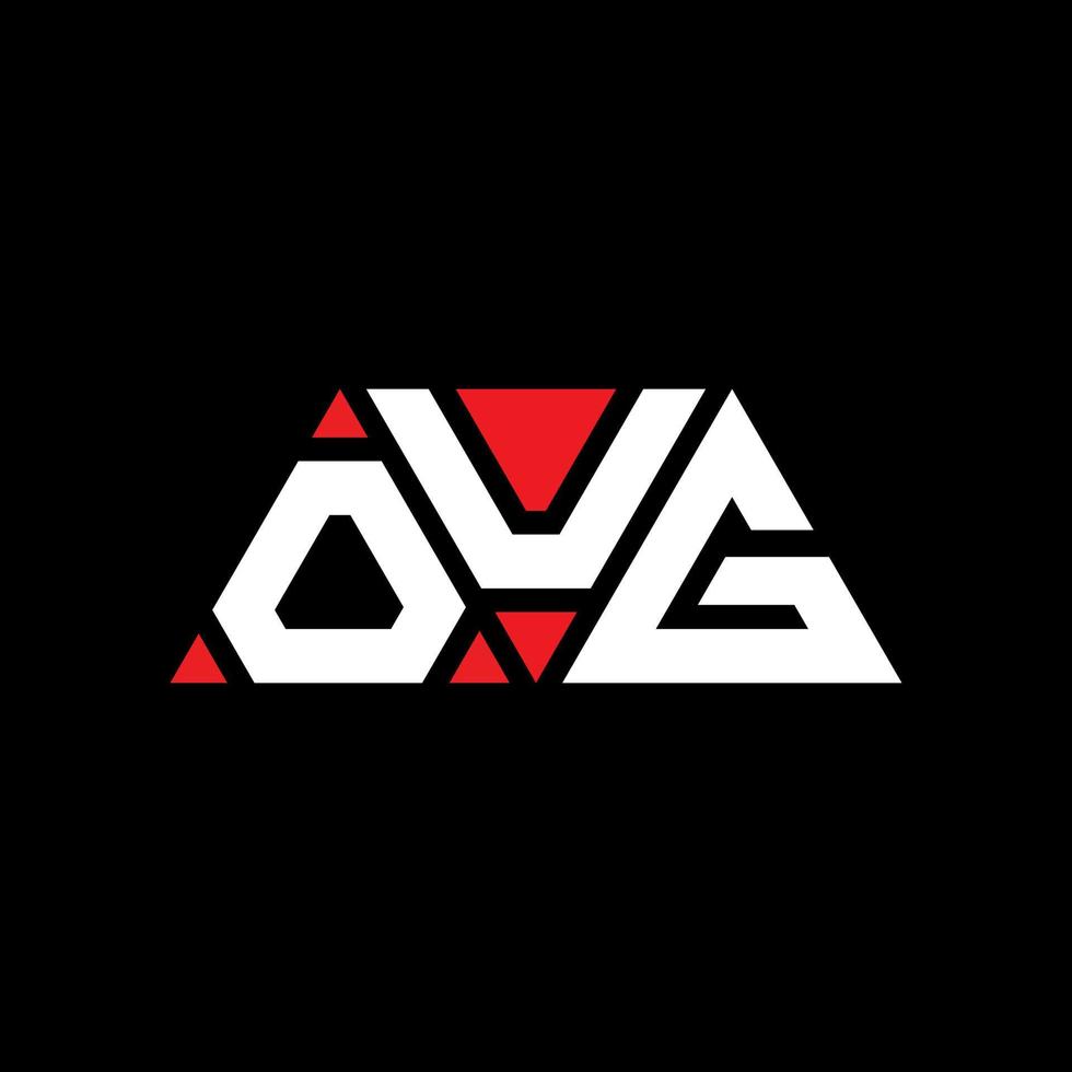 Oug-Dreieck-Buchstaben-Logo-Design mit Dreiecksform. Oug-Dreieck-Logo-Design-Monogramm. Oug-Dreieck-Vektor-Logo-Vorlage mit roter Farbe. Oug dreieckiges Logo einfaches, elegantes und luxuriöses Logo. aug vektor
