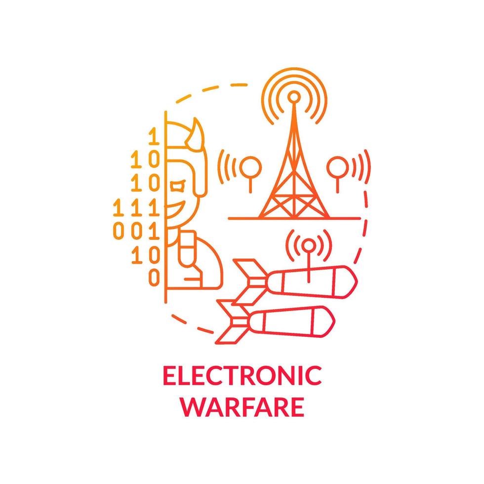 Symbol für das rote Verlaufskonzept der elektronischen Kriegsführung. militärische Aktionen. Unterbereich der Informationskriegsführung abstrakte Idee dünne Linie Illustration. isolierte Umrisszeichnung. vektor