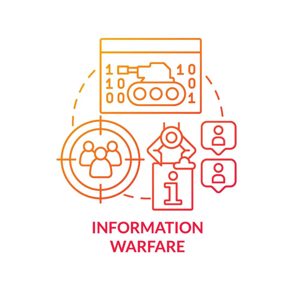 information krigföring röd gradient koncept ikon. faktamanipulation. falsk information. grundläggande definition abstrakt idé tunn linje illustration. isolerade konturritning. vektor