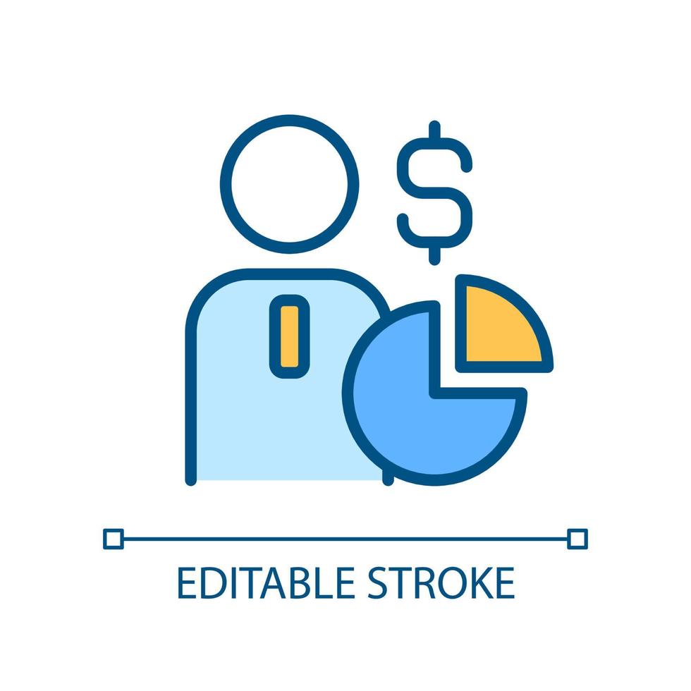 aktieägare pixel perfekt rgb färgikon. dela ägande. eget kapital i bolag. aktiebolag. isolerade vektor illustration. enkel fylld linjeteckning. redigerbar linje.