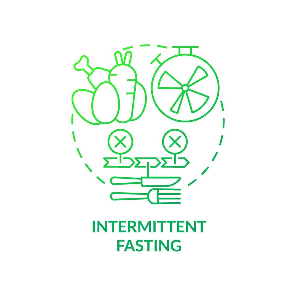 Intermittierendes Fasten Symbol für grünes Gradientenkonzept. Energiebeschränkung. Gewichtsverlust. trendige diäten abstrakte idee dünne linie illustration. isolierte Umrisszeichnung. vektor