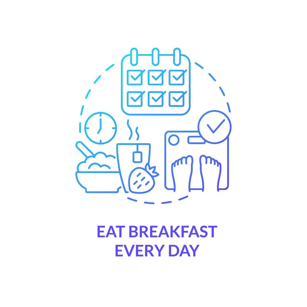 Frühstücken Sie jeden Tag blaues Farbverlauf-Konzept-Symbol. gehaltvolles Gericht. Aufrechterhaltung des Gewichts nach der Diät abstrakte Idee dünne Linie Illustration. isolierte Umrisszeichnung. vektor