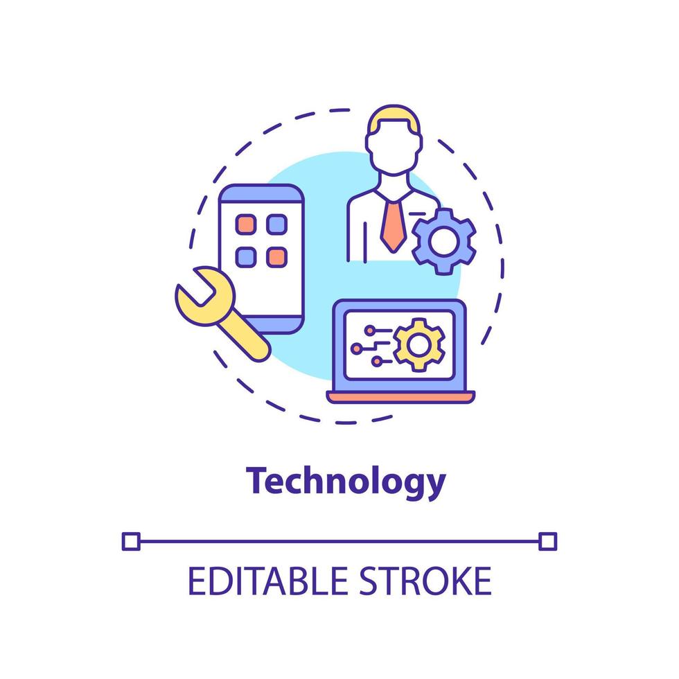 Symbol für das Technologiekonzept. Business Issue abstrakte Idee dünne Linie Abbildung. isolierte Umrisszeichnung. digitale Transformation. Internet-Sicherheit. editierbarer Strich. vektor