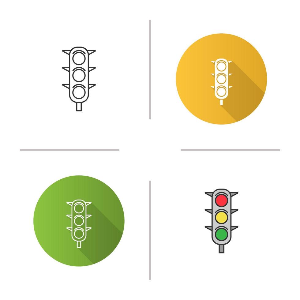 Ampel-Symbol. Verkehrszeichen. Stopplichter. flaches Design, lineare und Farbstile. isolierte Vektorgrafiken vektor