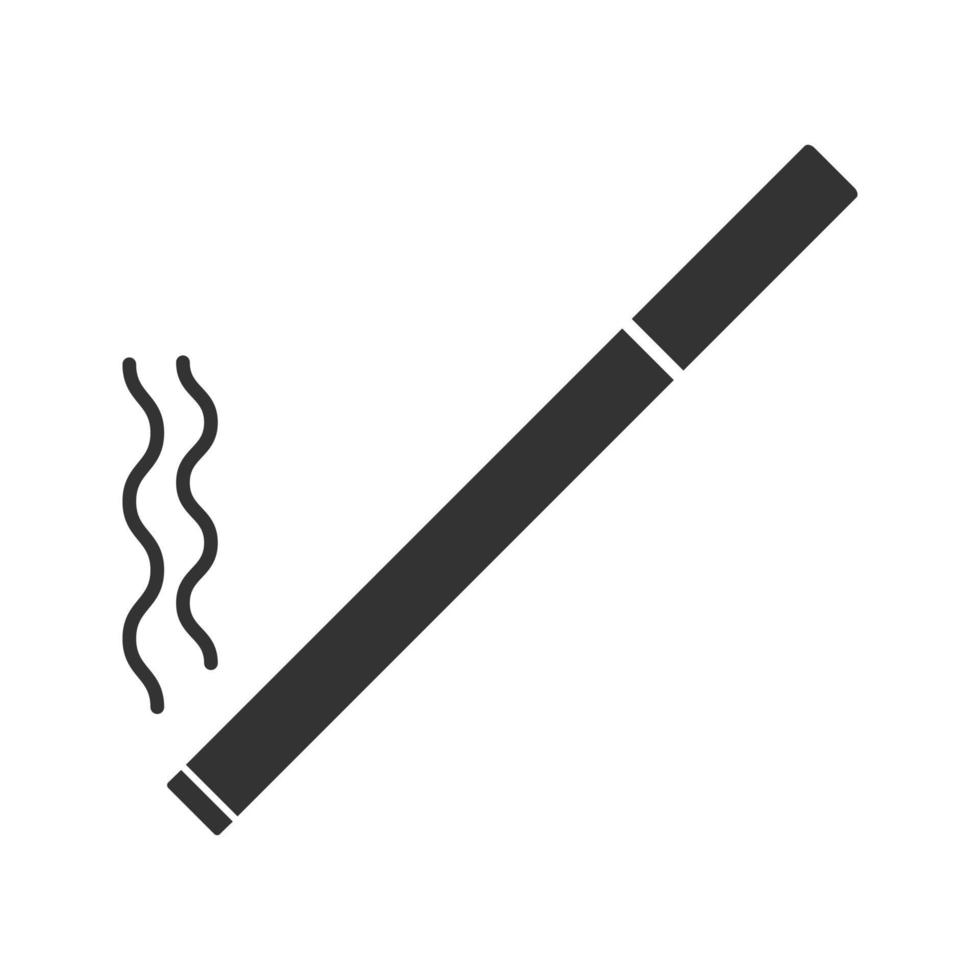 Symbol für brennende Zigarette. Raucherbereich. Silhouettensymbol. negativer Raum. vektor isolierte illustration
