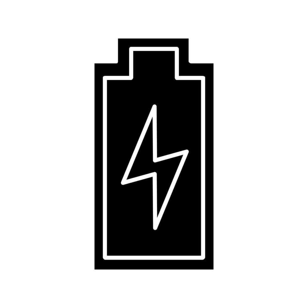 batteriladdningssymbol. siluett symbol. batterinivåindikator. negativt utrymme. vektor isolerade illustration