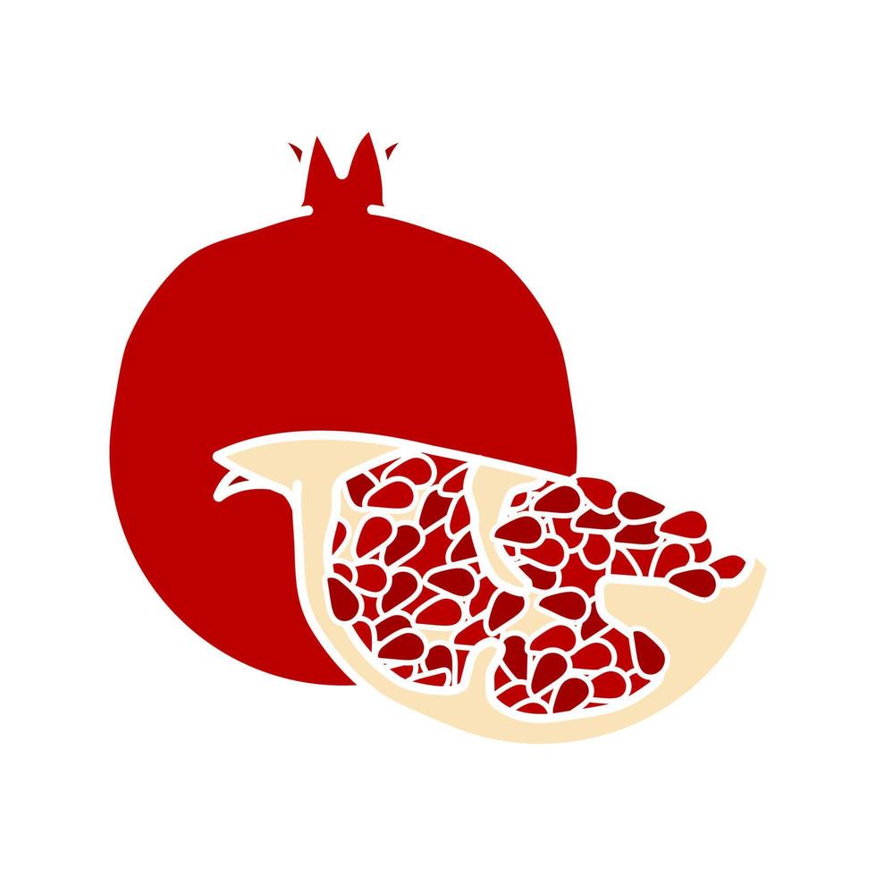 granatäpple glyf färgikon. siluett symbol på vit bakgrund utan kontur. negativt utrymme. vektor illustration