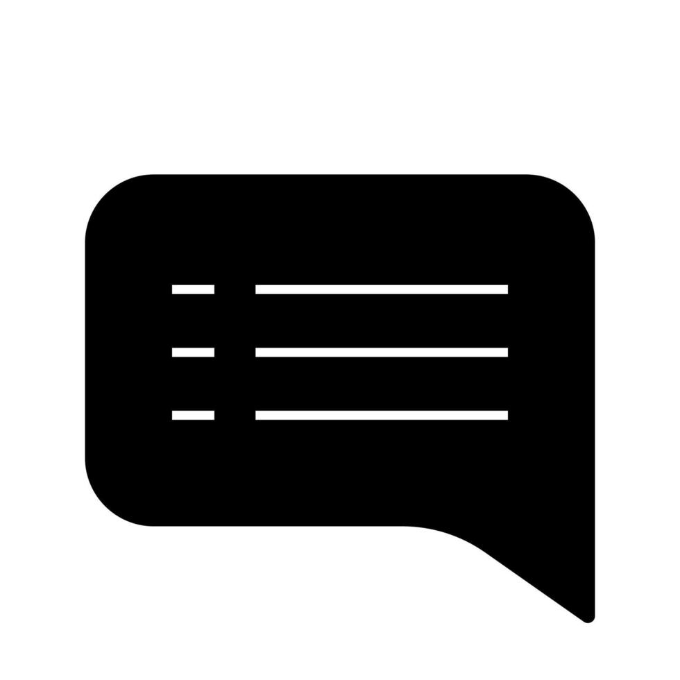 pratbubbla glyfikon. sms:a. chattar. chattbox. siluett symbol. negativt utrymme. vektor isolerade illustration