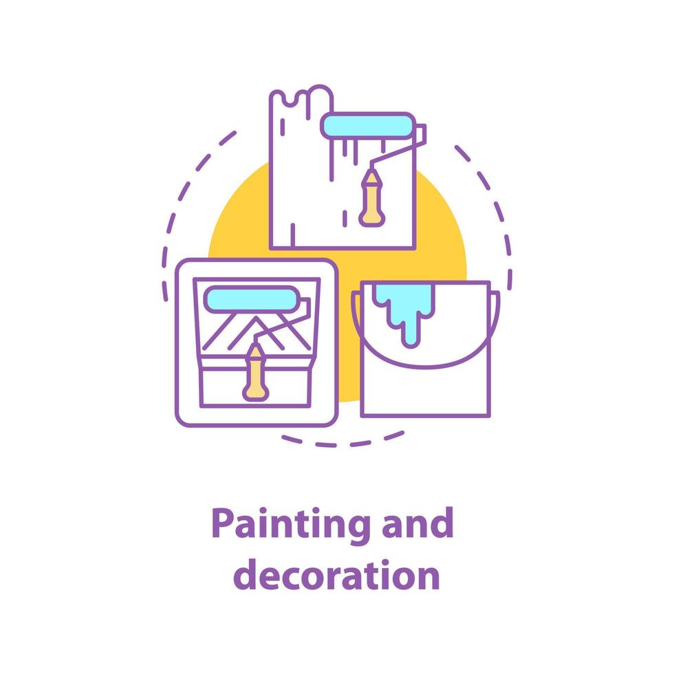 målning och dekoration koncept ikon. inredning idé tunn linje illustration. renovering. vektor isolerade konturritning
