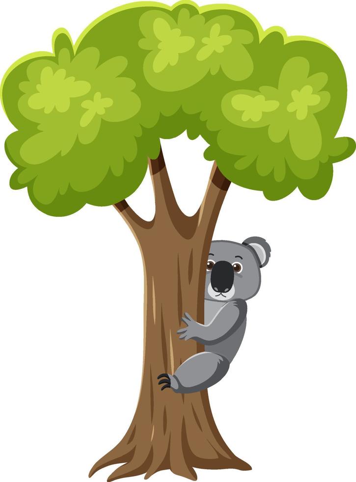 koala klättrar på ett träd vektor