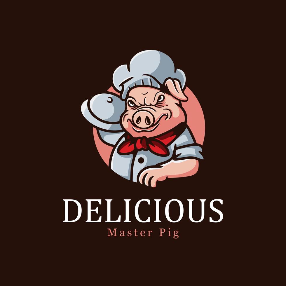 Logoillustration eines Schweinekochs, geeignet für Lebensmittellogos, T-Shirt-Designs und Produktidentitäten, andere. vektor