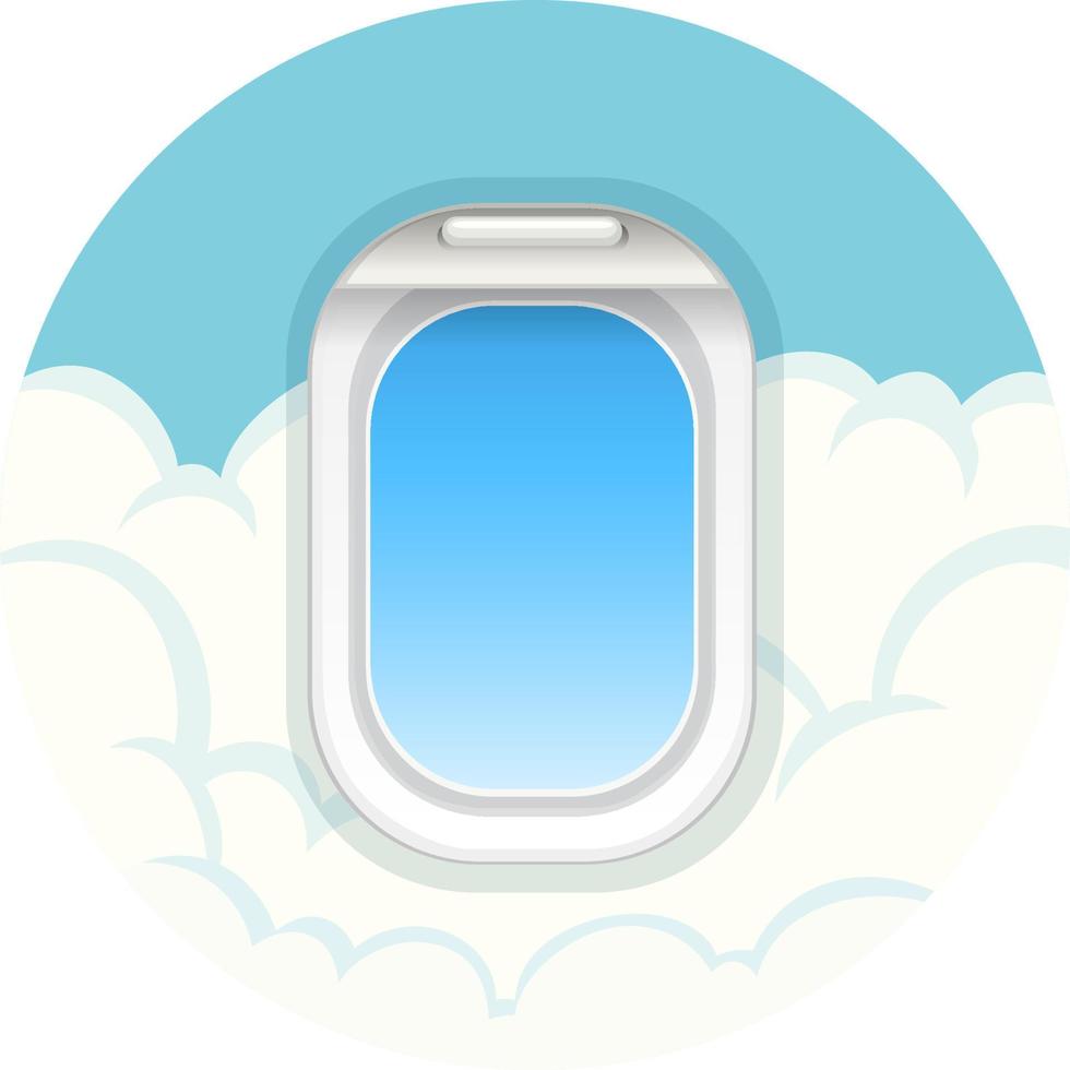 Kreissymbol mit Flugzeugfenster auf weißem Hintergrund vektor