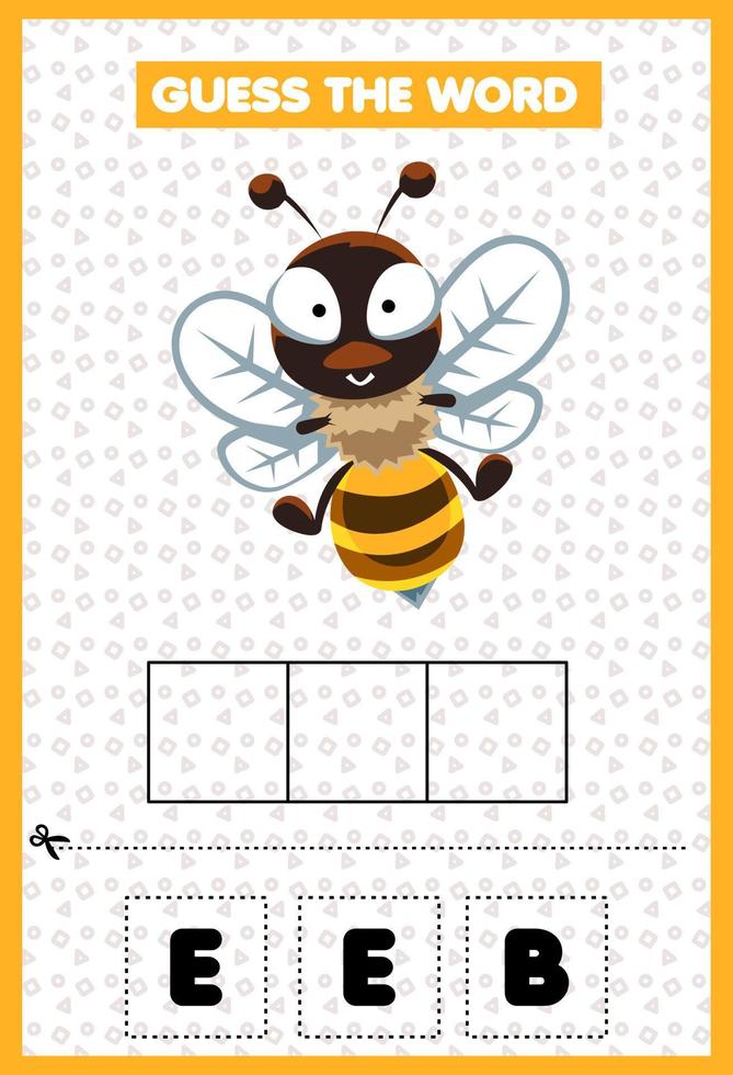 Spiel für Kinder das Wort Biene erraten vektor