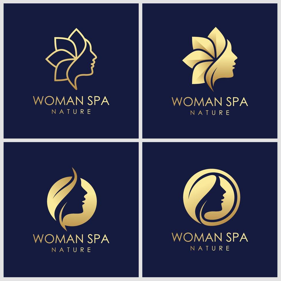 kreativa gyllene skönhet hudvård logotyp design vektor. spa terapi logotyp koncept. vektor