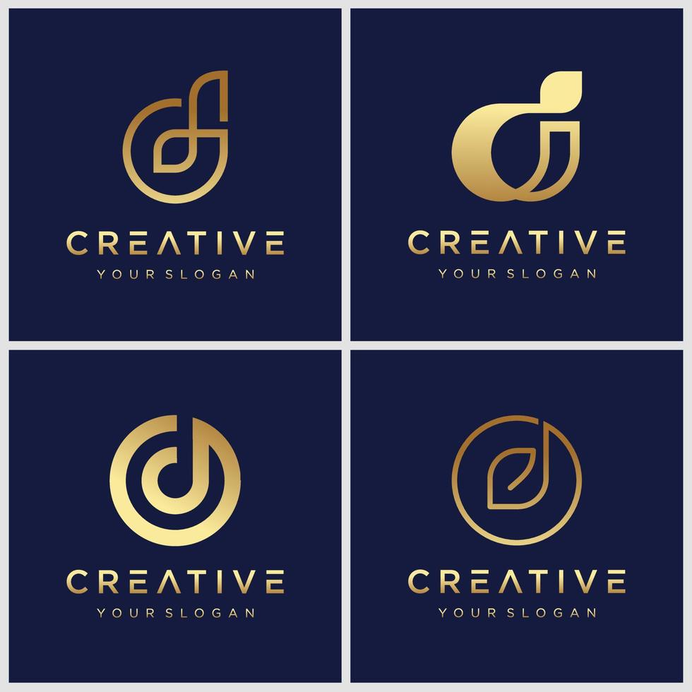 satz von goldenem monogramm kreativer buchstabe d logo design inspiration. vektor