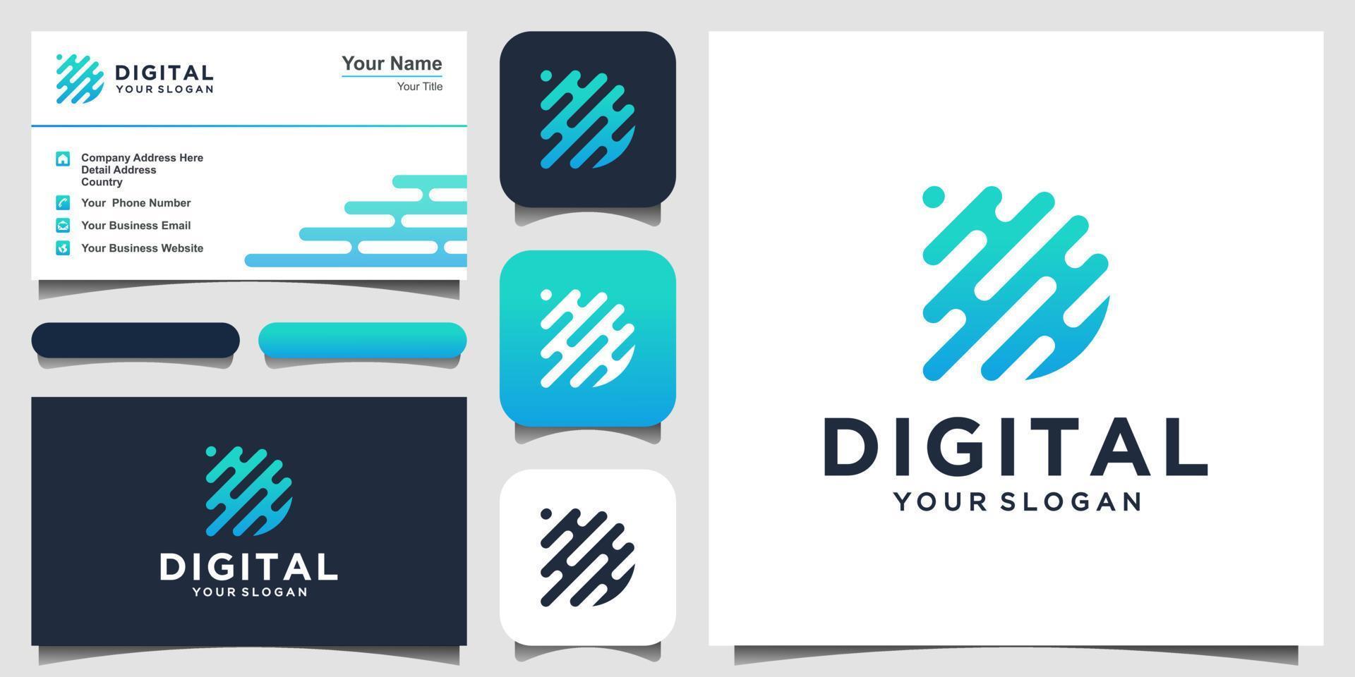 abstrakt bokstaven d-teknik digitalt koncept. denna logotyp har betydelsen information, data, grupp, gemenskap, framsteg, tillväxt. vektor