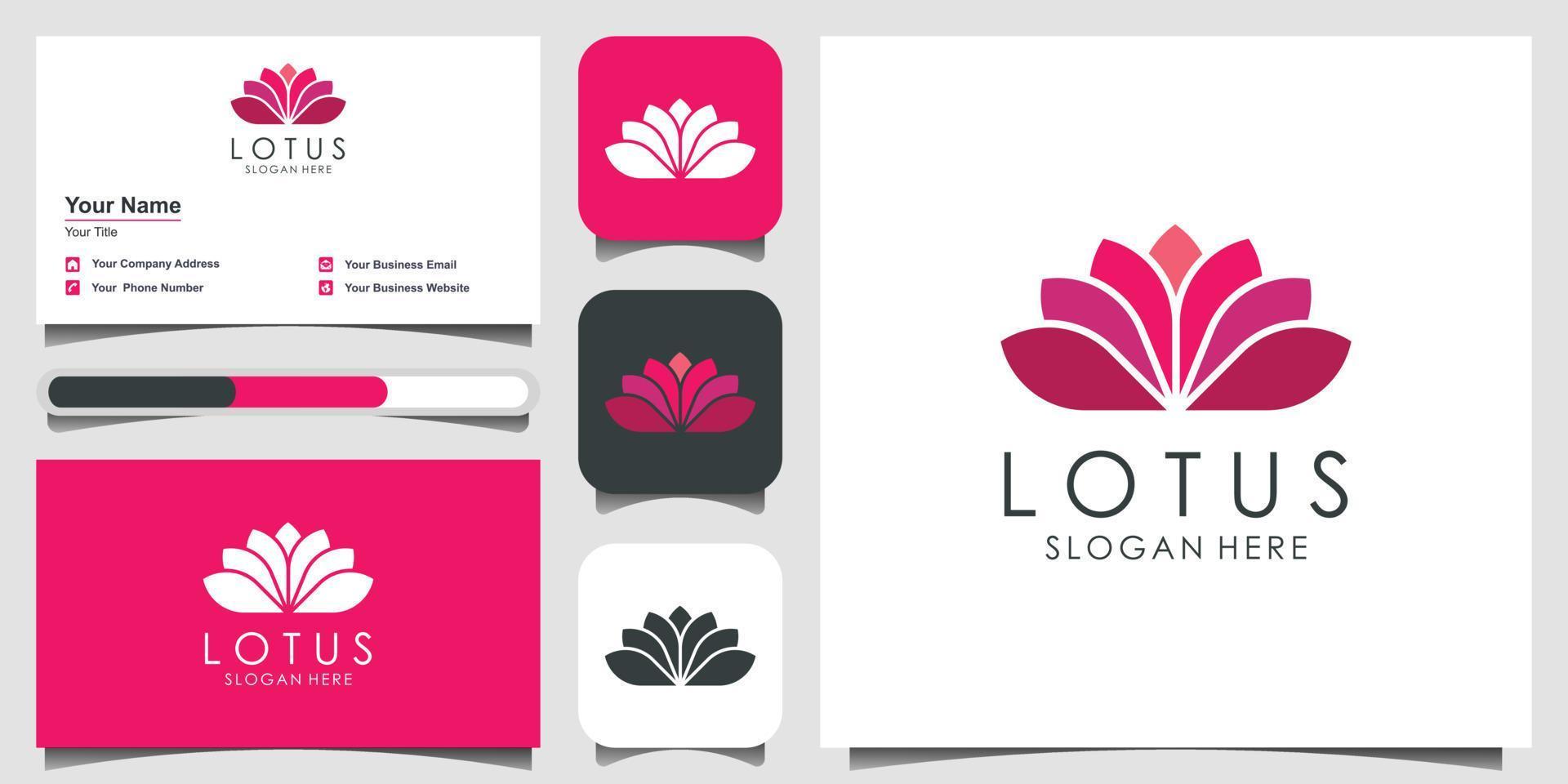 lotusblomma logotyp vektor design. yoga center, spa, skönhetssalong lyx logotyp. logotypdesign, ikon och visitkort