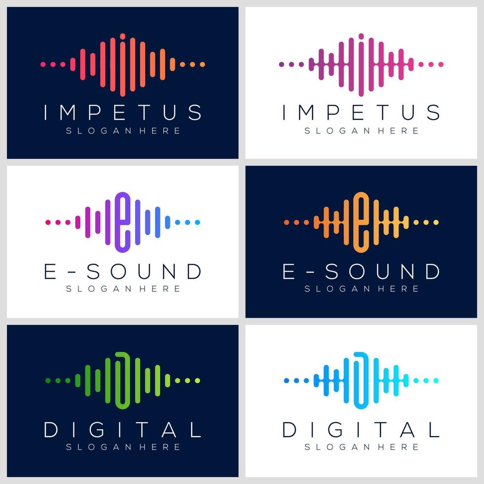 Symbol-Puls-Logo-Design. Musik-Player-Element. logo-vorlage elektronische musik, sound, equalizer, geschäft, dj-musik, nachtclub, disko. Audio-Wave-Logo-Konzept. vektor