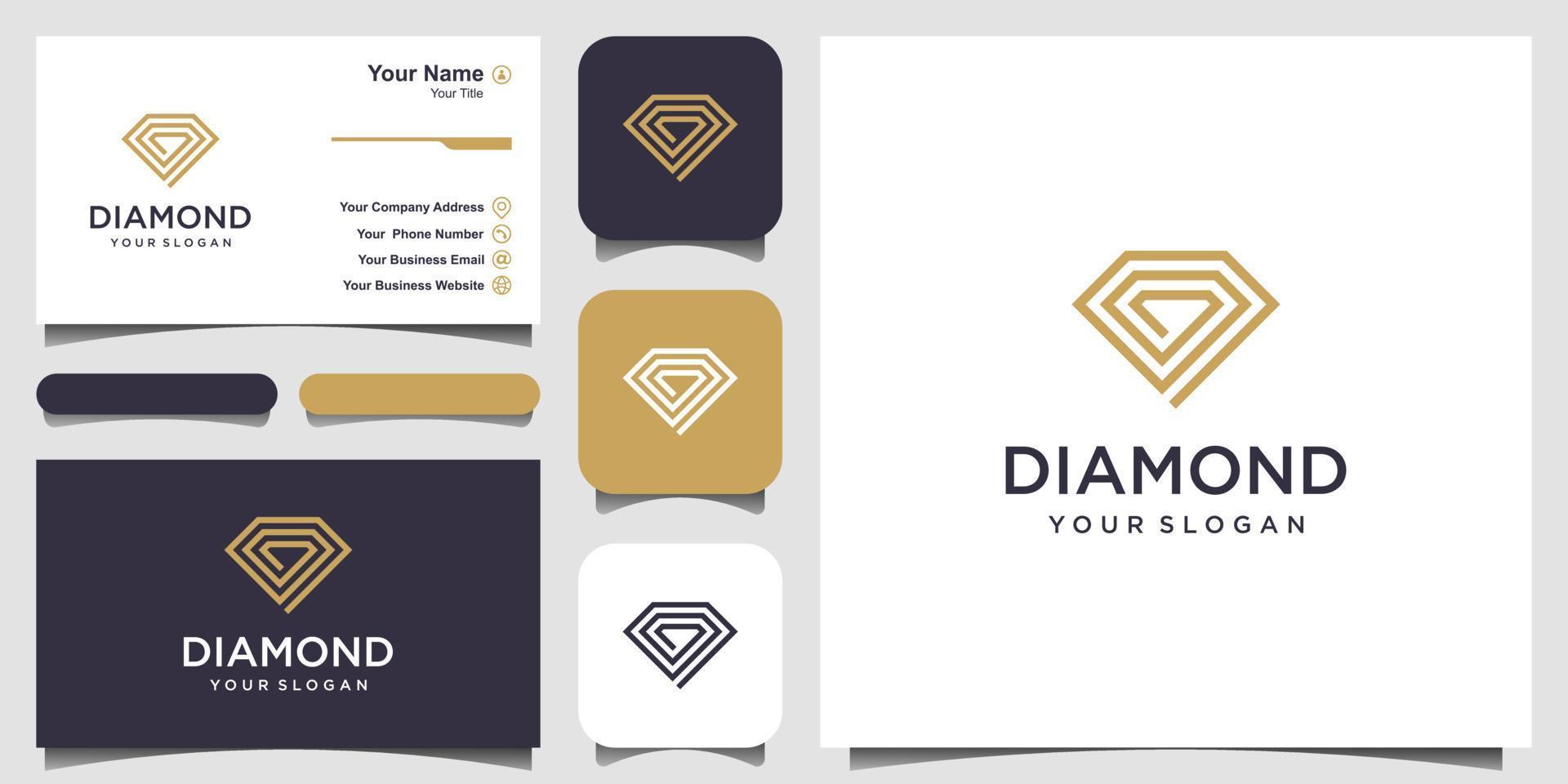 kreativa diamant koncept logotyp formgivningsmall och visitkort design vektor