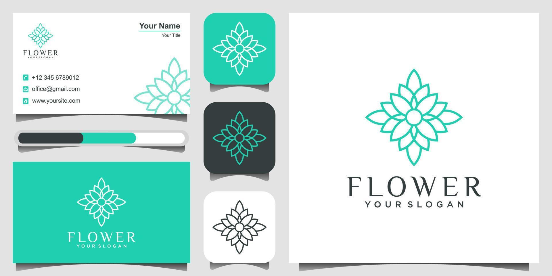 minimalistisk elegant blomlogotypdesign med linjekonststil. vektor illustration