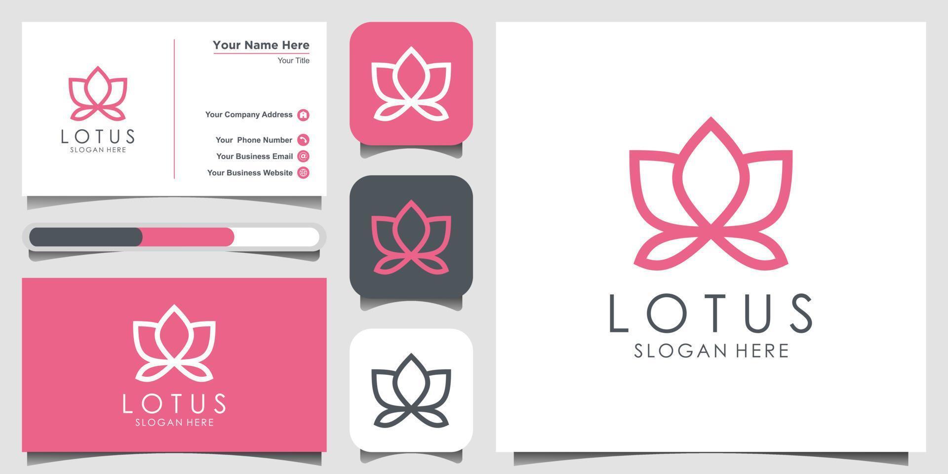 linjär lotus ikon. yoga center, spa, skönhetssalong lyx logotyp. logotypdesign, ikon och visitkort vektor